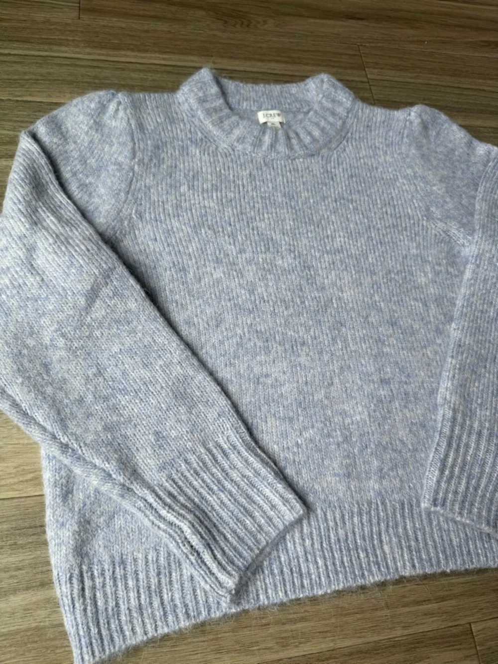 J. Crew Puff-Sleeve Alpaca Blend Crew Neck Sweater Heather Frosted Gray Size XL